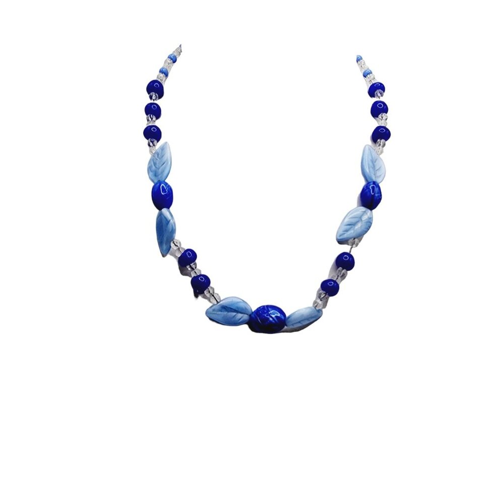 Antique Art Deco Glass Leaf Necklace Strung On Wire (A2572)